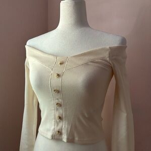 Abercrombie A&F Off-the-Shoulder Button Up Top